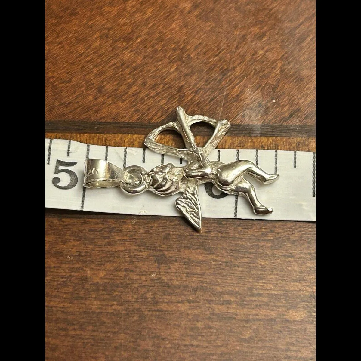 925 Sterling Silver Pendant Cupid With Cross Bow Lot F77 - Image 2