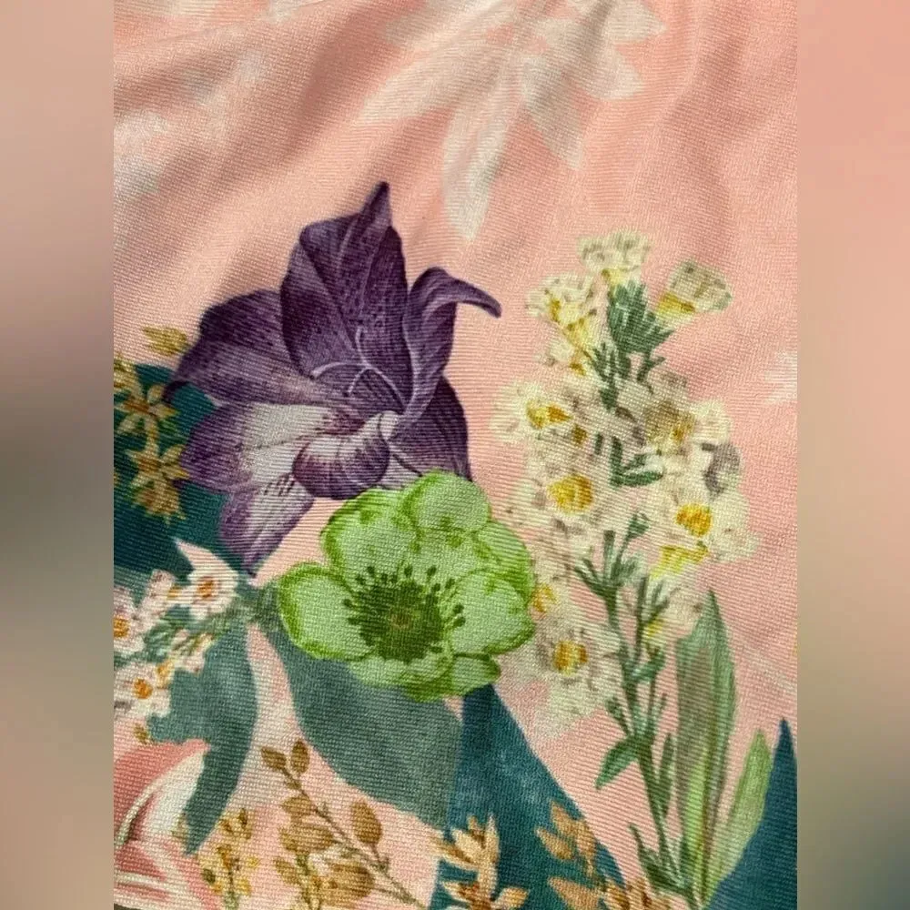 Isabella Rose Blossoms Asymmetrical Ruffle One Shoulder Floral Bikini Top M Pink - Image 2