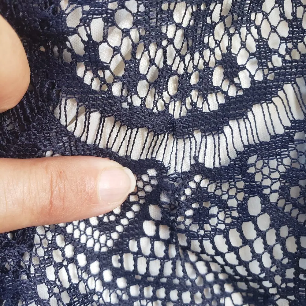 Guess Lace Dress Womens Sz 12 Navy Lined Knee Cap Sleeve Studs Western Romantic - Image 8