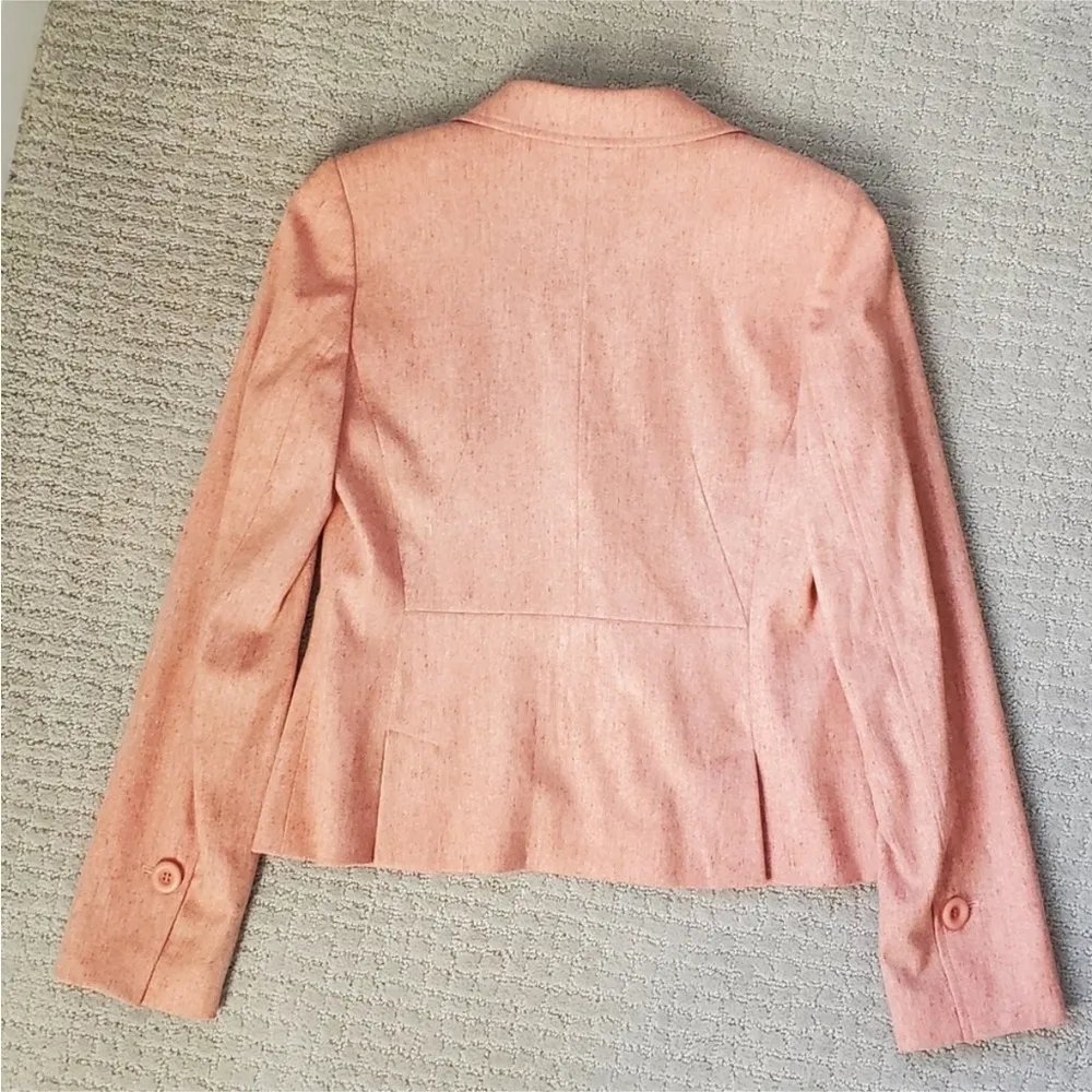 LOFT Dusty Pink Tweed Blazer Wool Blend with Silk Lining Sz 6 - Image 4