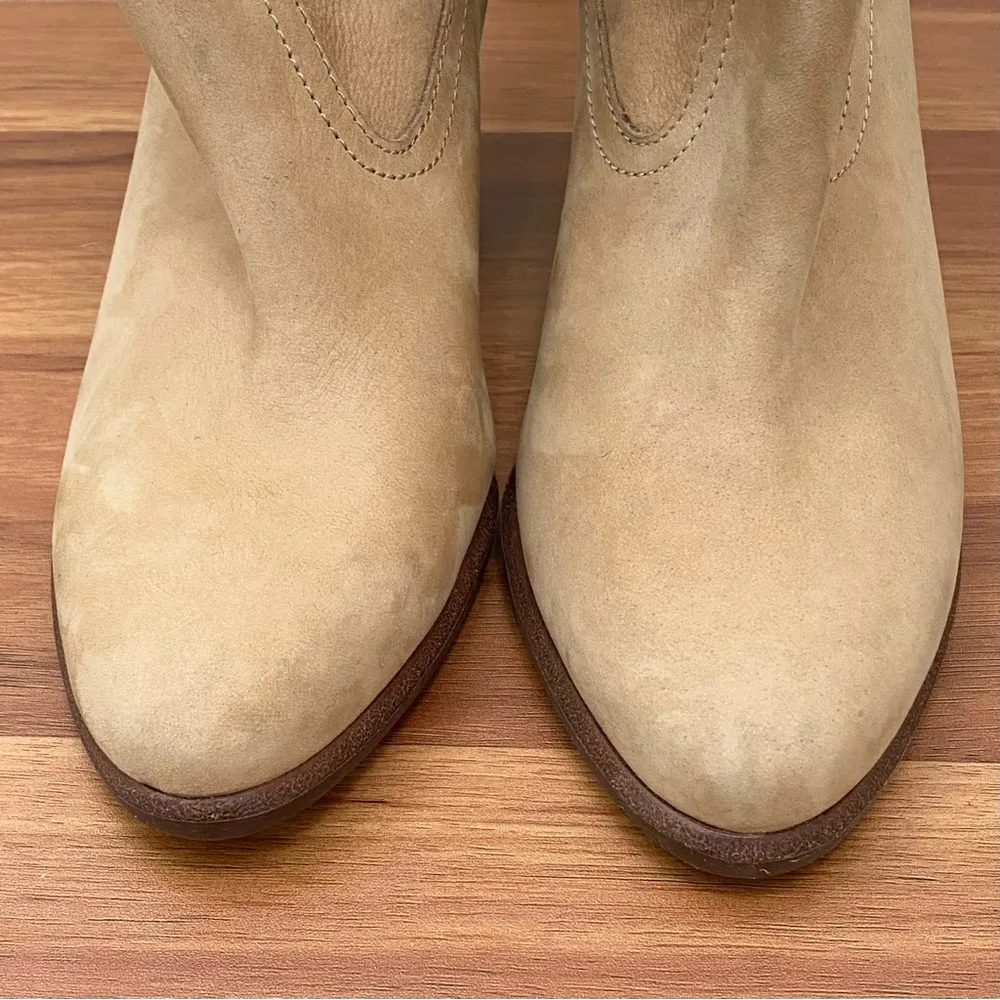 UGG “Thames” Nude Suede Leather Ankle Heeled Boots in Wet Sand Color Size 6 - Image 8