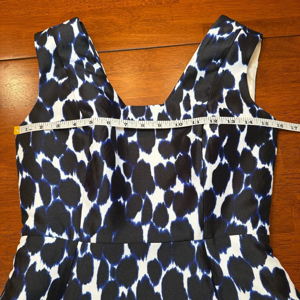 Kate Spade Leopard‎ Fit & Flare Dress Cocktail Size 0 Blue Black White - Image 8