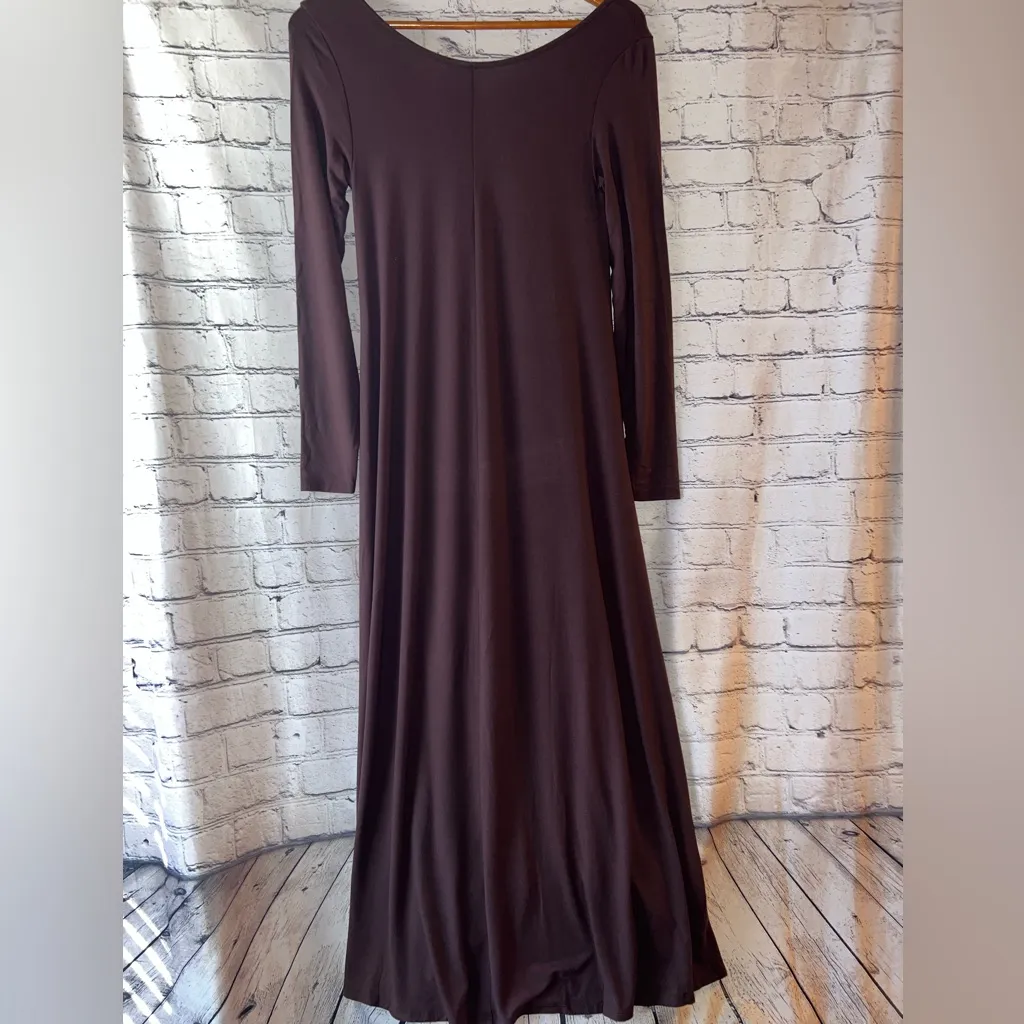 Universal Standard NWT Long Sleeve High/Low Knit Maxi Dress Chocolate Brown XS - Image 3