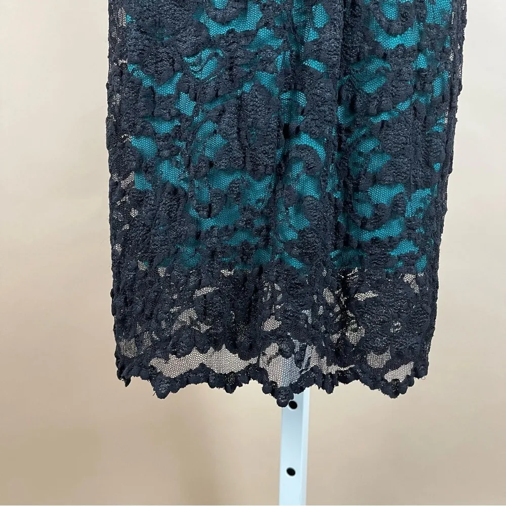 Ruby Rox Size Small Lace Turquoise Formal V Neck Sheath Dress Elegant Wedding - Image 4