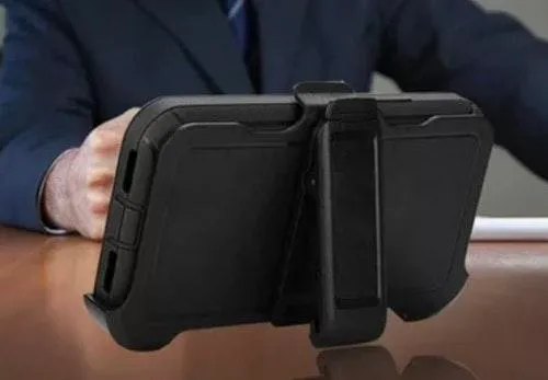 iPhone XS X Dual Layers Shock Defender Case W/Belt Clip Black - Image 8