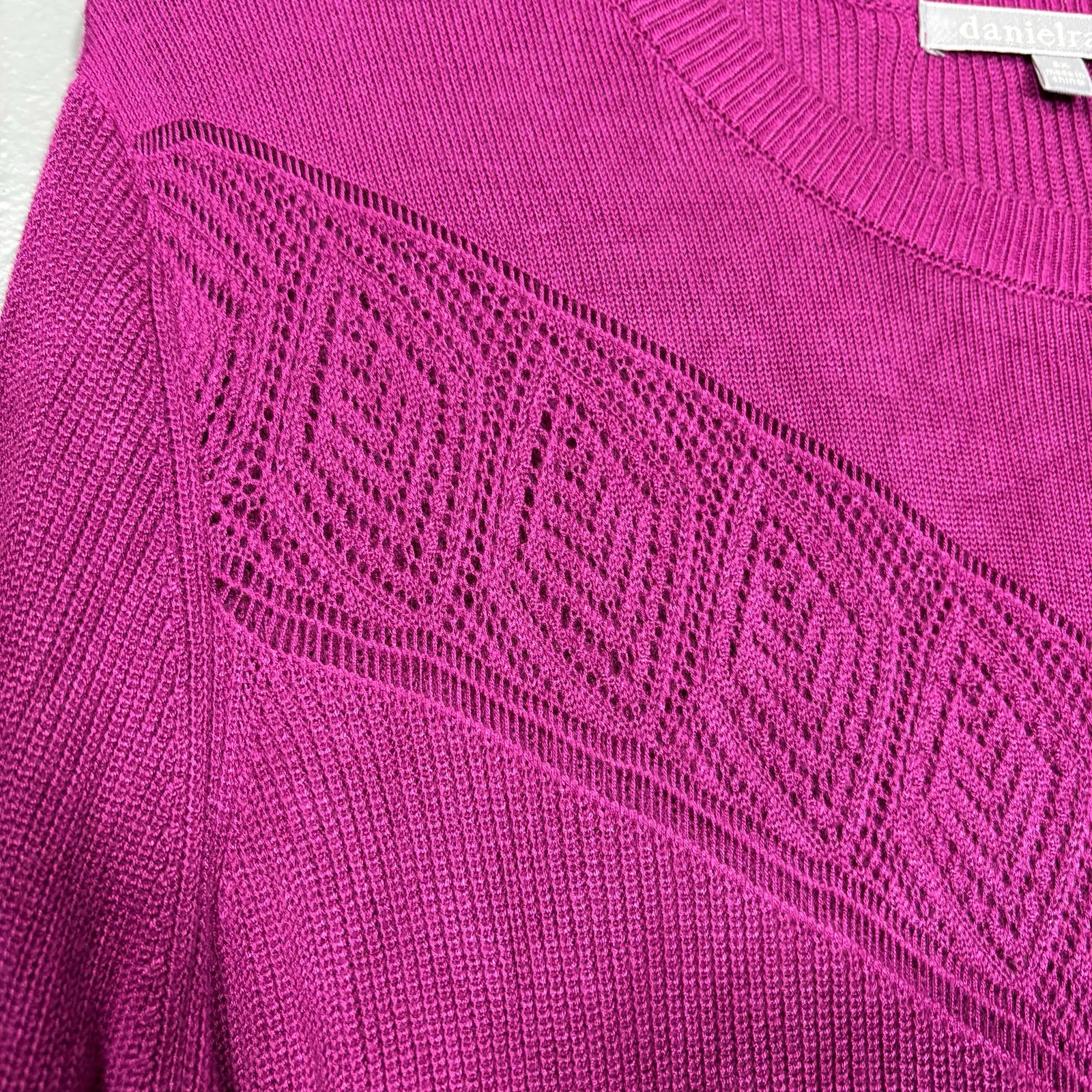 Daniel Rainn Retro Pink Crochet Lace Trim Sweater - Size 2X - Women's Plus Size - Image 3