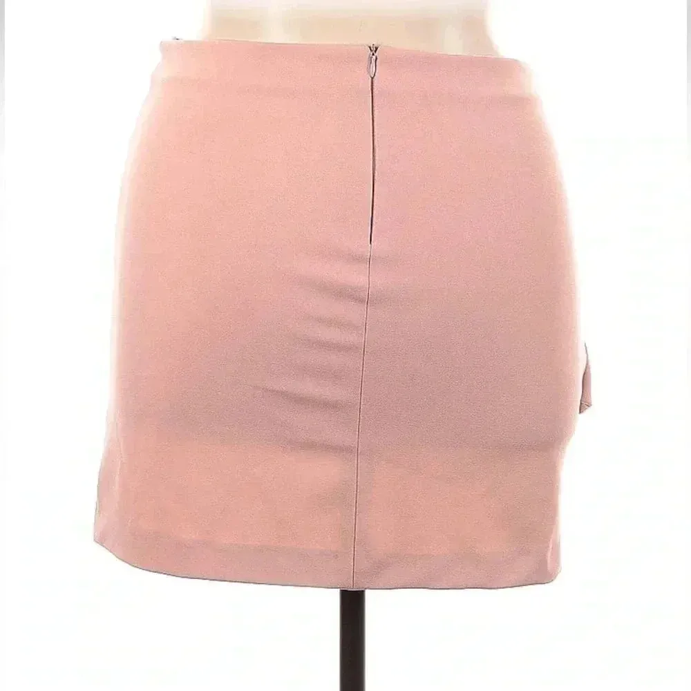 Zara Light Blush Pink Ruched Bodycon Fitted Mini Skirt Size XL - Image 3