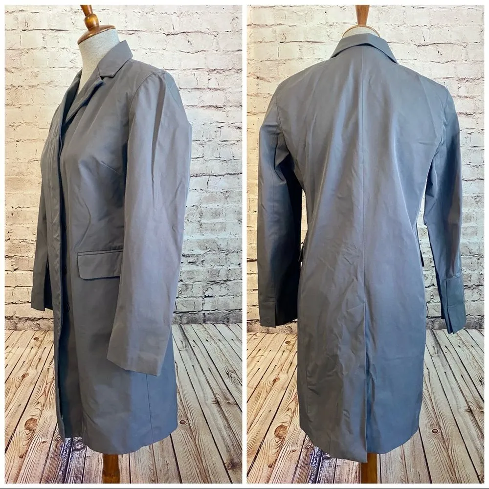 GAP Trench Overcoat Gray Long Button Up Pockets Size Small - Image 4