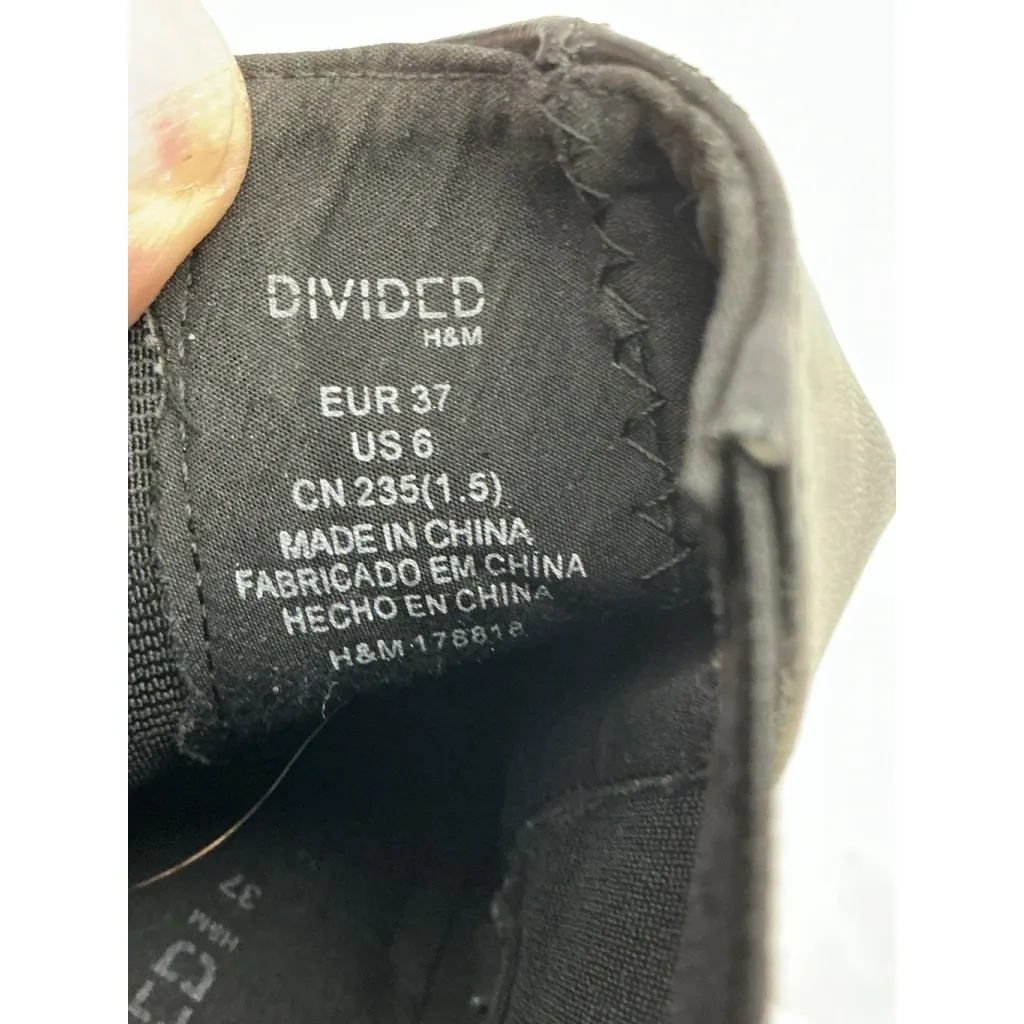 Womans Divided 6.5 Pull On Platform Ankle Boots Black Elastic Ankle Stacked Heel - Image 7