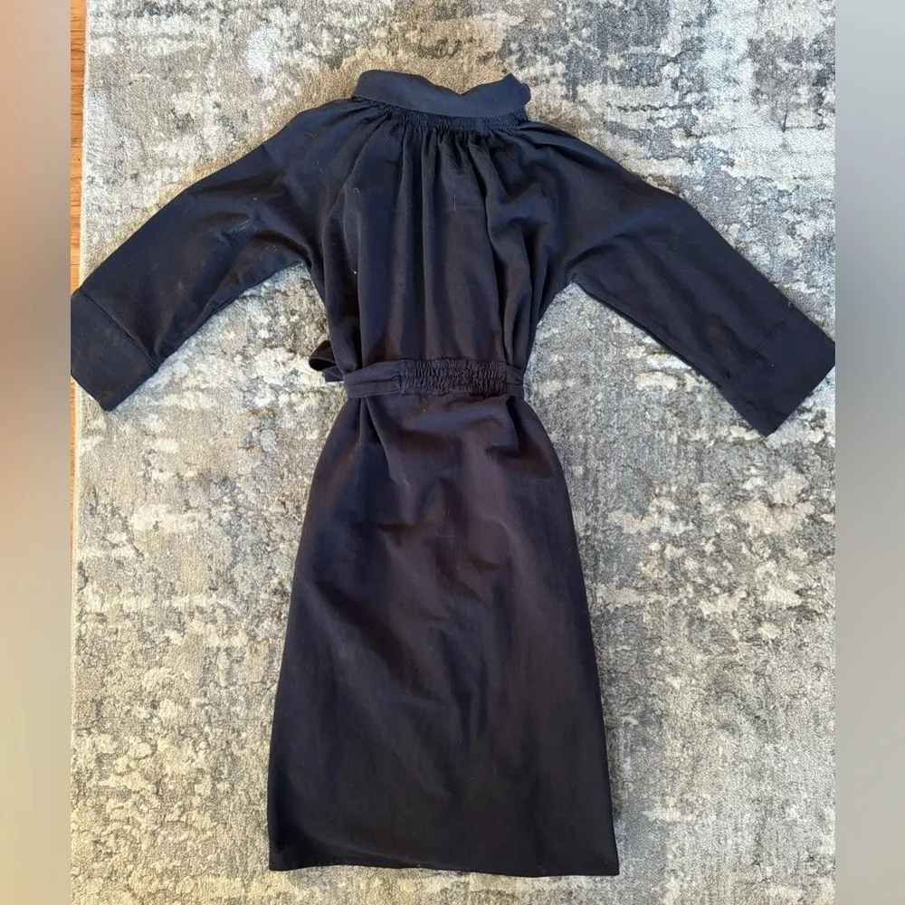 Massimo Dutti Navy Blue Midi button up dress - Image 5