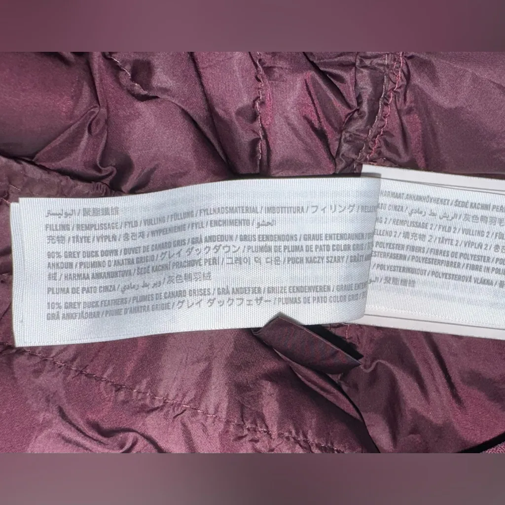 Abercrombie and Fitch Women's Puffer Jacket Lightweight Down Insulated Maroon S - Image 9