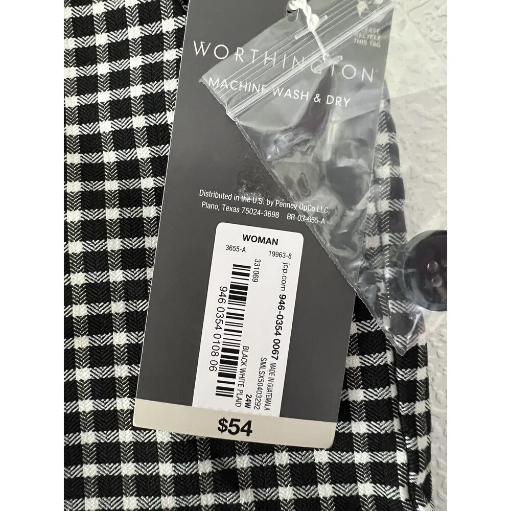 Worthington Slim Ankle High-rise Size 24W Black & White Pants New - Image 4