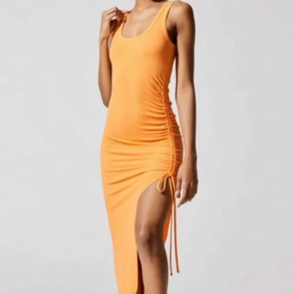 The Range Alloy Rib Cinched Midi Dress Light Orange - Image 6