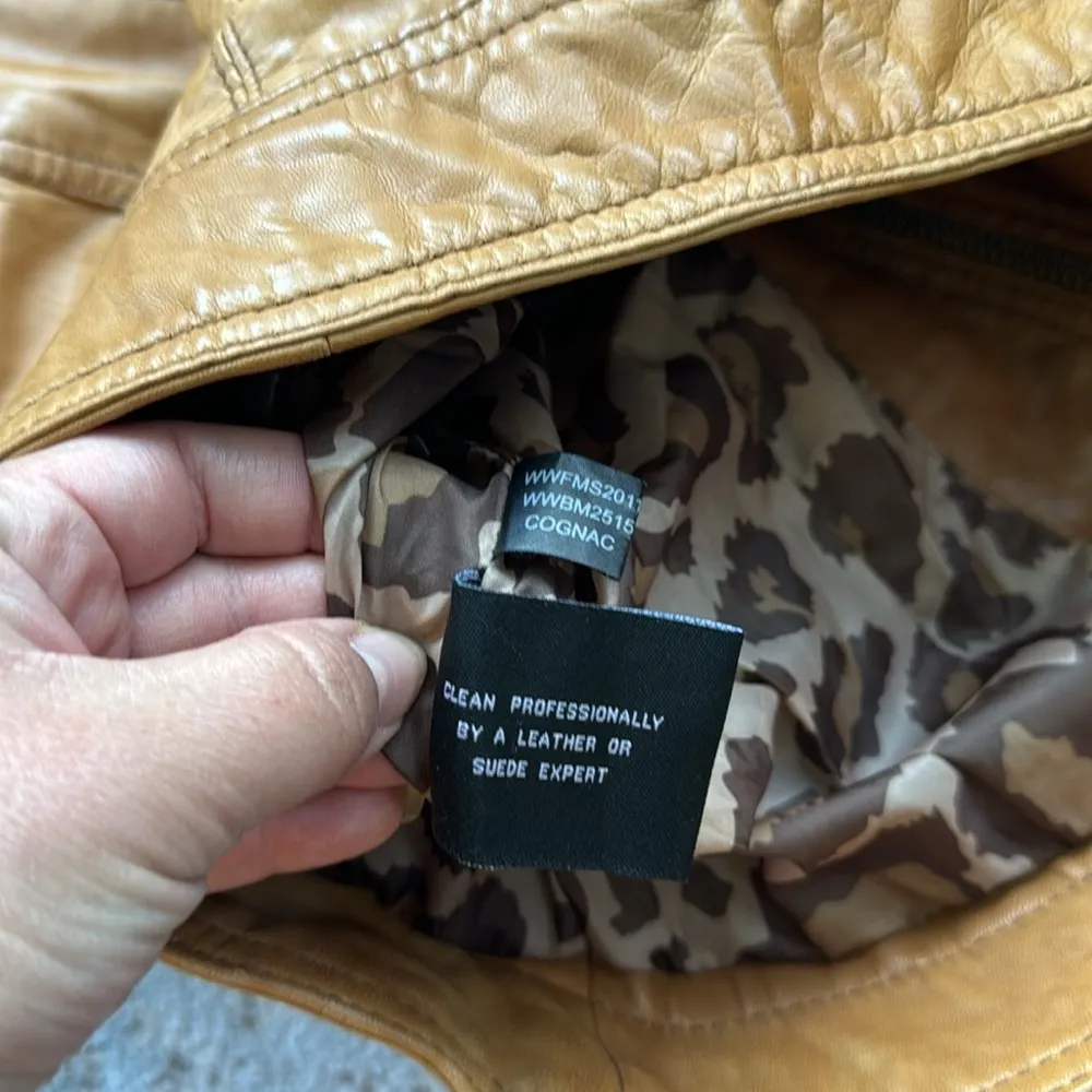 Black Rivet  Leather Jacket Cognac XS - Image 8