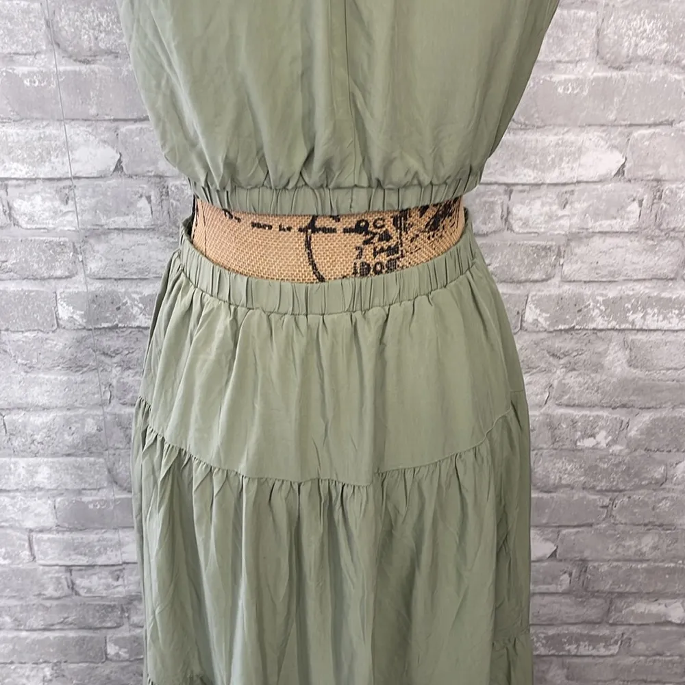 MIHOLL Cutout Halter Neck Tiered Dress Green - Image 7