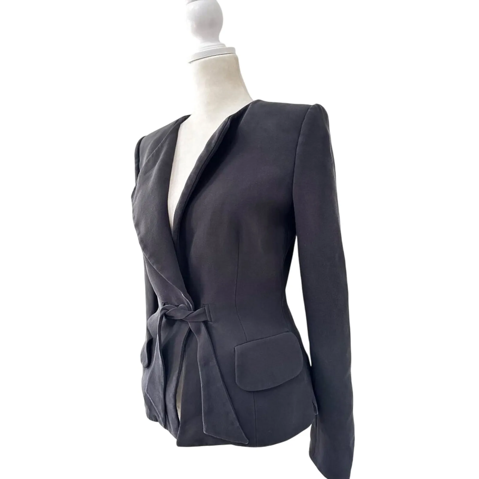 Vintage Giorgio Armani Borgo 21 100% Silk Black Blazer Jacket Made in Italy 36 - Image 3