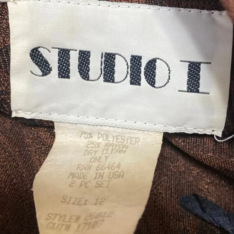 Studio I Womens Brown Jacquard Paisley Sleeveless Mini Pencil Sheath Dress Sz 12 - Image 4