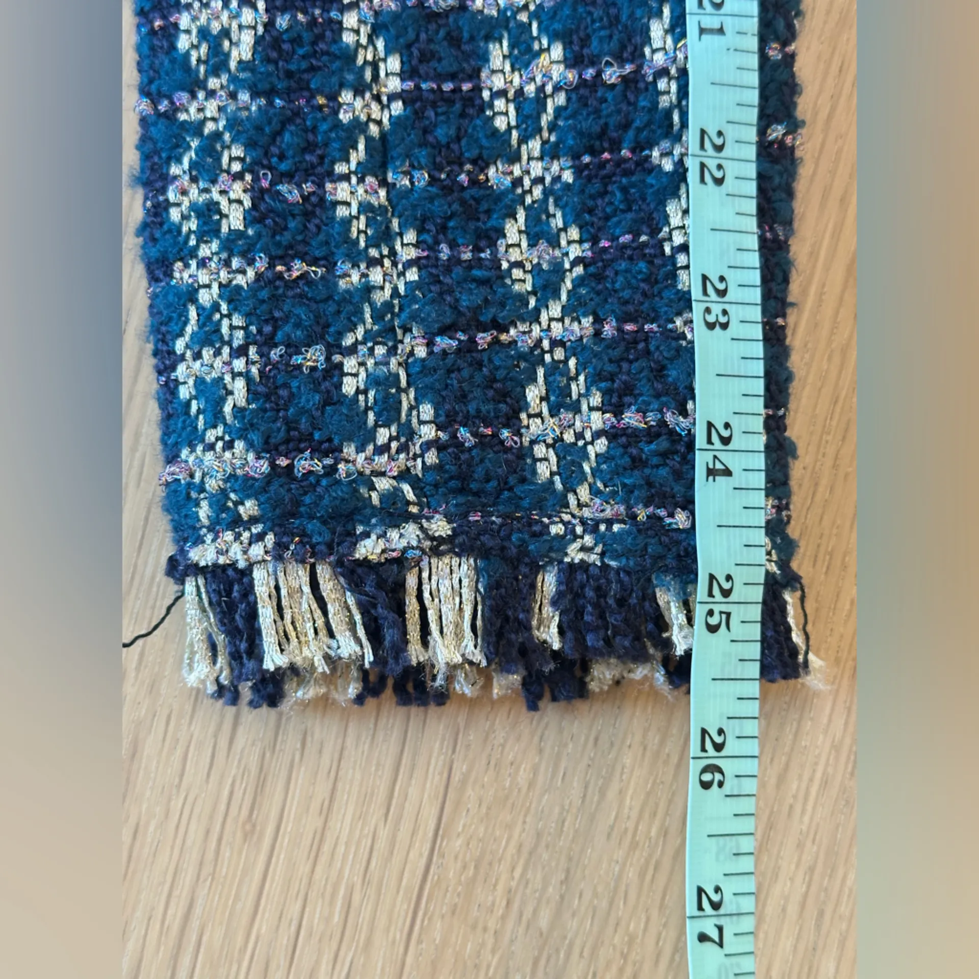 Aqua Bloomingdales Tweed Fringe Blue Yan Metallic Blazer Size Small  2110 - Image 9