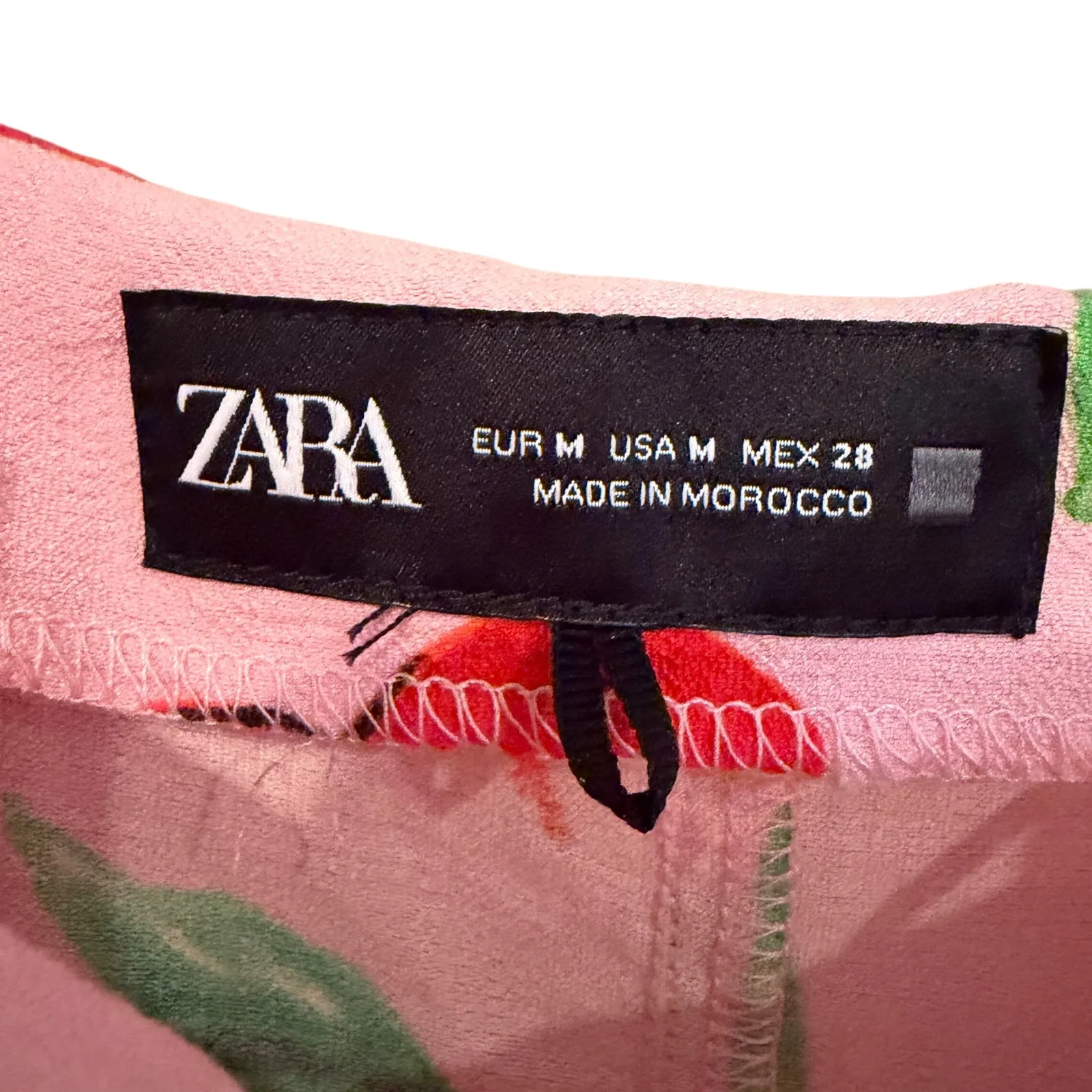 ZARA Cherry Print Tie Shoulder Mini Dress Womens Medium Pink Coquette Dainty Y2K - Image 10