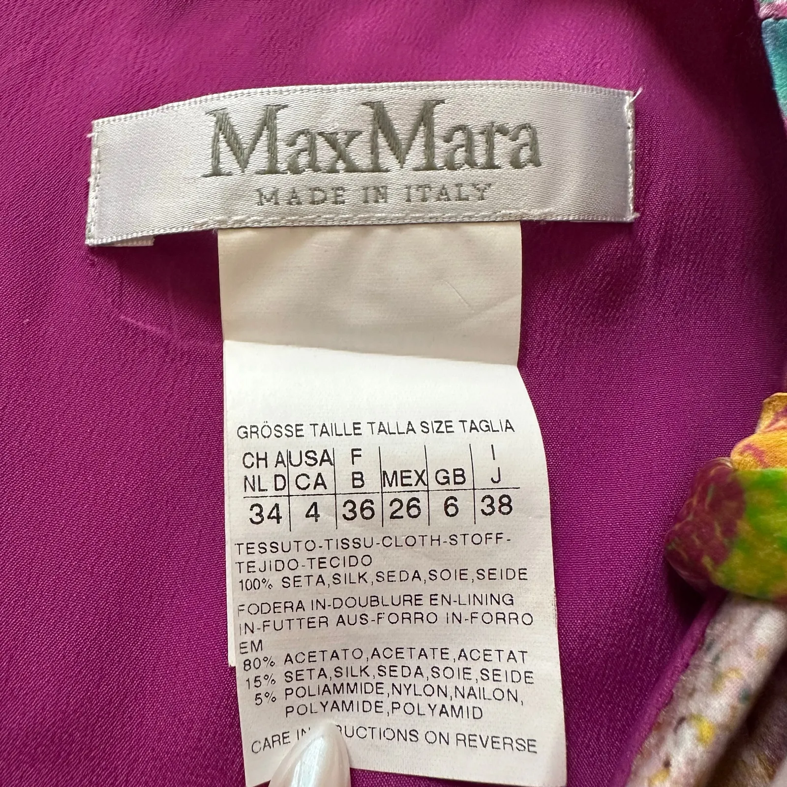 MaxMara magenta multicolor sleeveless silk top size 4 - Image 7
