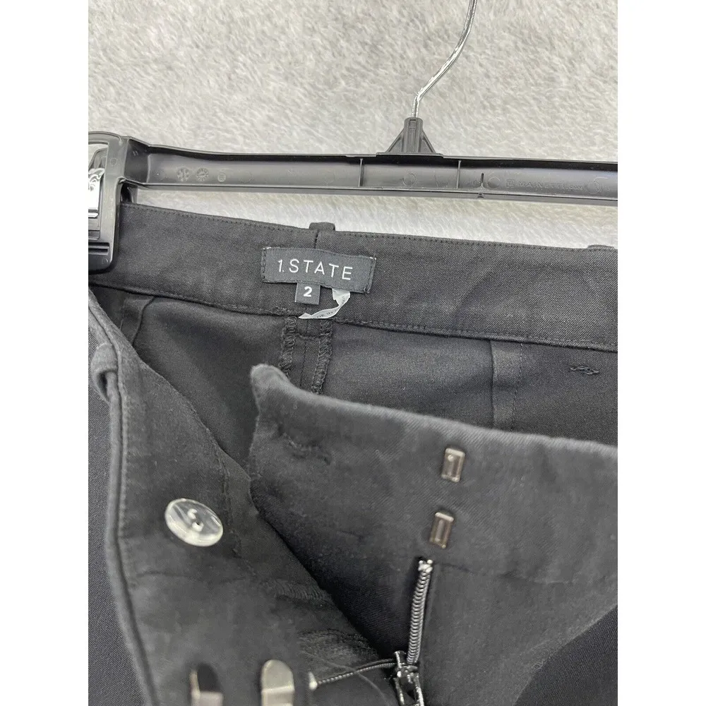 1. State  Women's Solid Black pants Size 2 Chinos Cotton Pockets - Image 3
