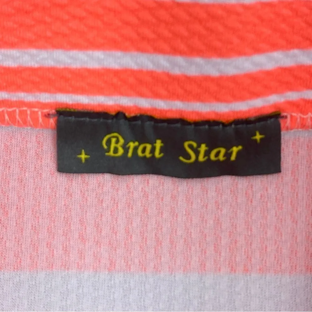 Brat Star Neon Striped Pencil Skirt Small White Pink - Image 9