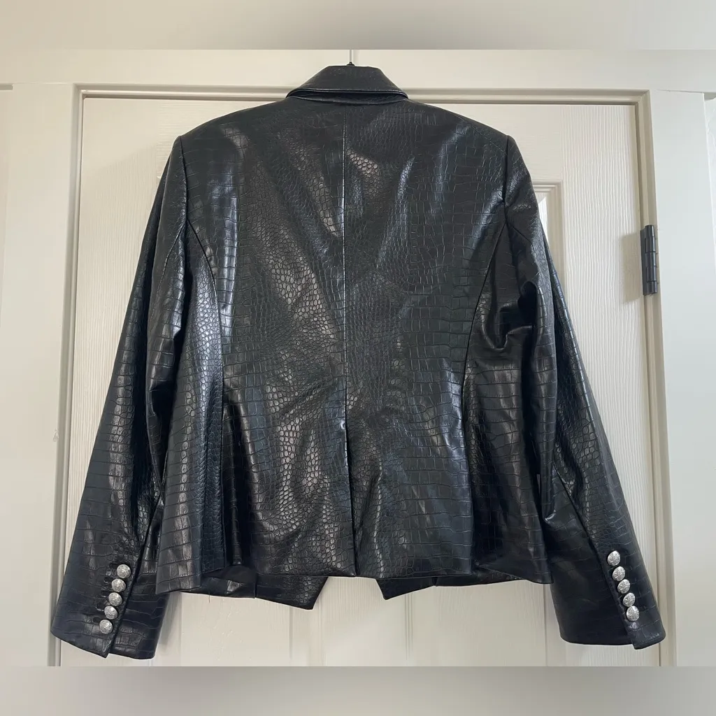 Women’s Veronica Beard Gail Dickey Faux Leather Jacket Blazer Black Size 12 - Image 10