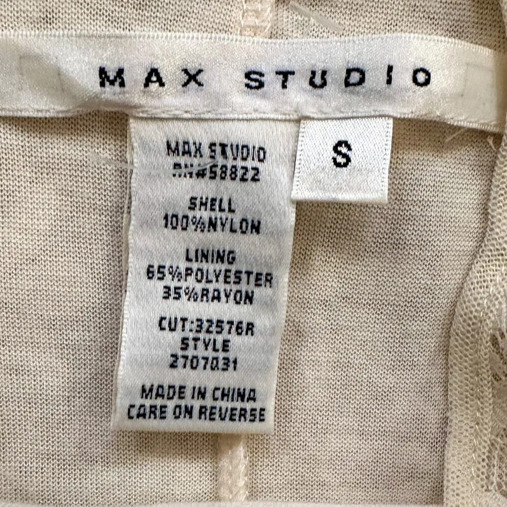 Max Studio Vintage Ivory Lace Illusion Neckline Top, EUC, Size Small - Image 9