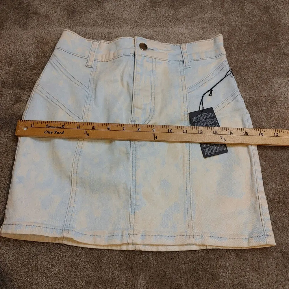 Forever 21 Size Small NEW NWT Light Sky Blue Cream Skirt Unique Marble Cotton - Image 7