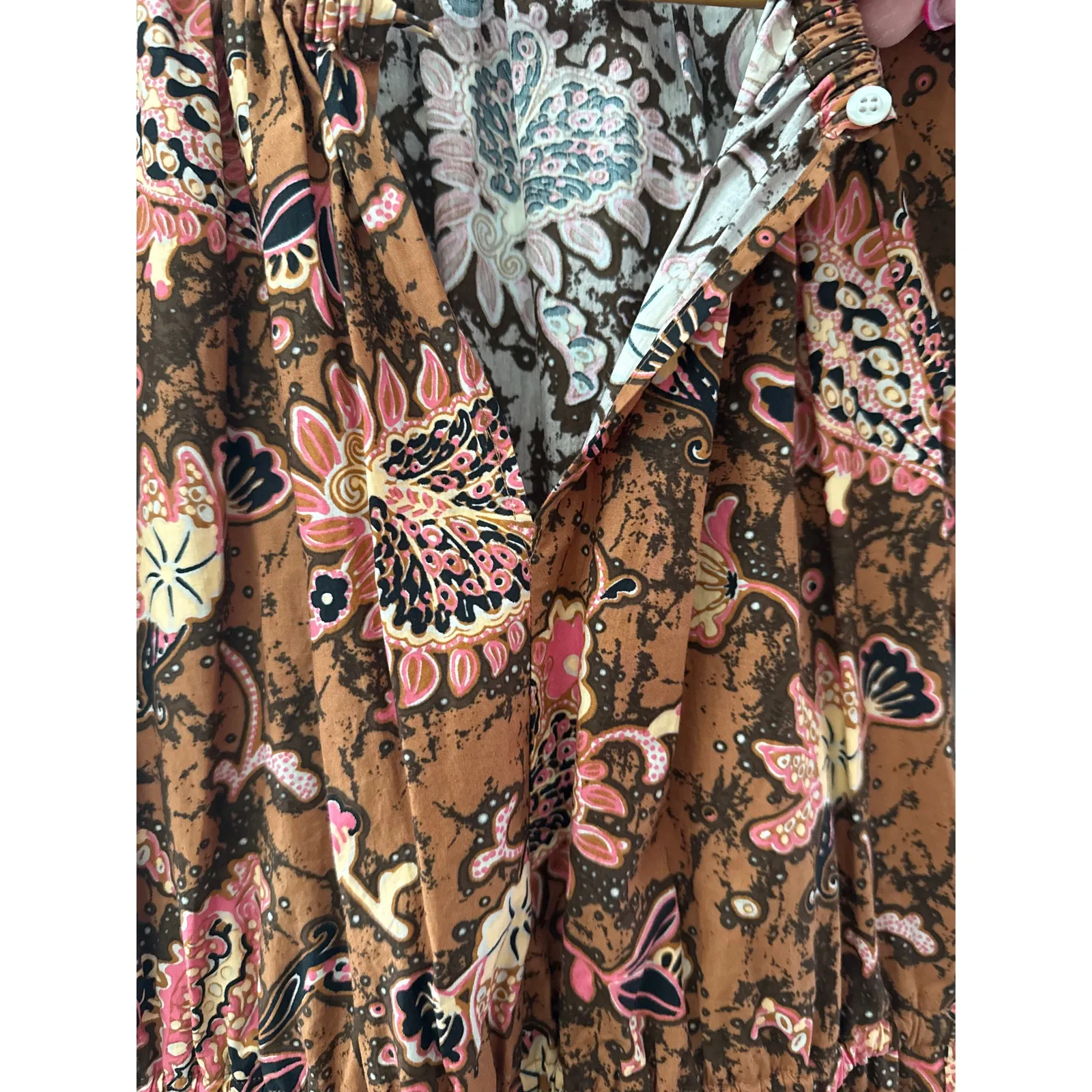 A.L.C. Mischa Boho Poplin Cotton Printed Midi Dress in Cognac & Coral Size 2‎ - Image 12