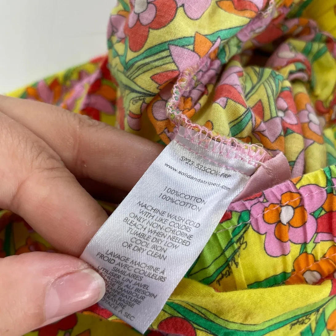 Solid & Striped Pants Womens X Small Yellow Floral Avril Ankle Cotton - Image 6