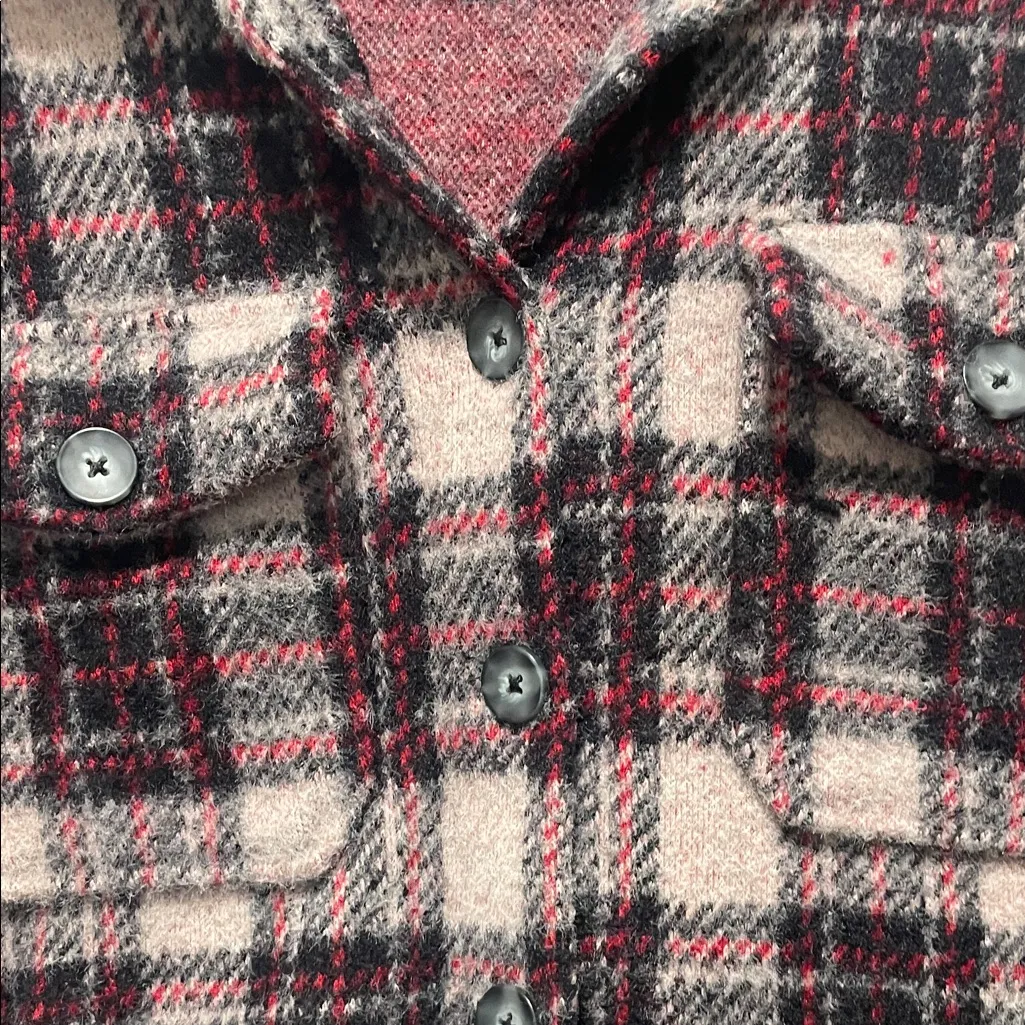Natural Reflections Red and Black Plaid Shirt Jacket - Image 3