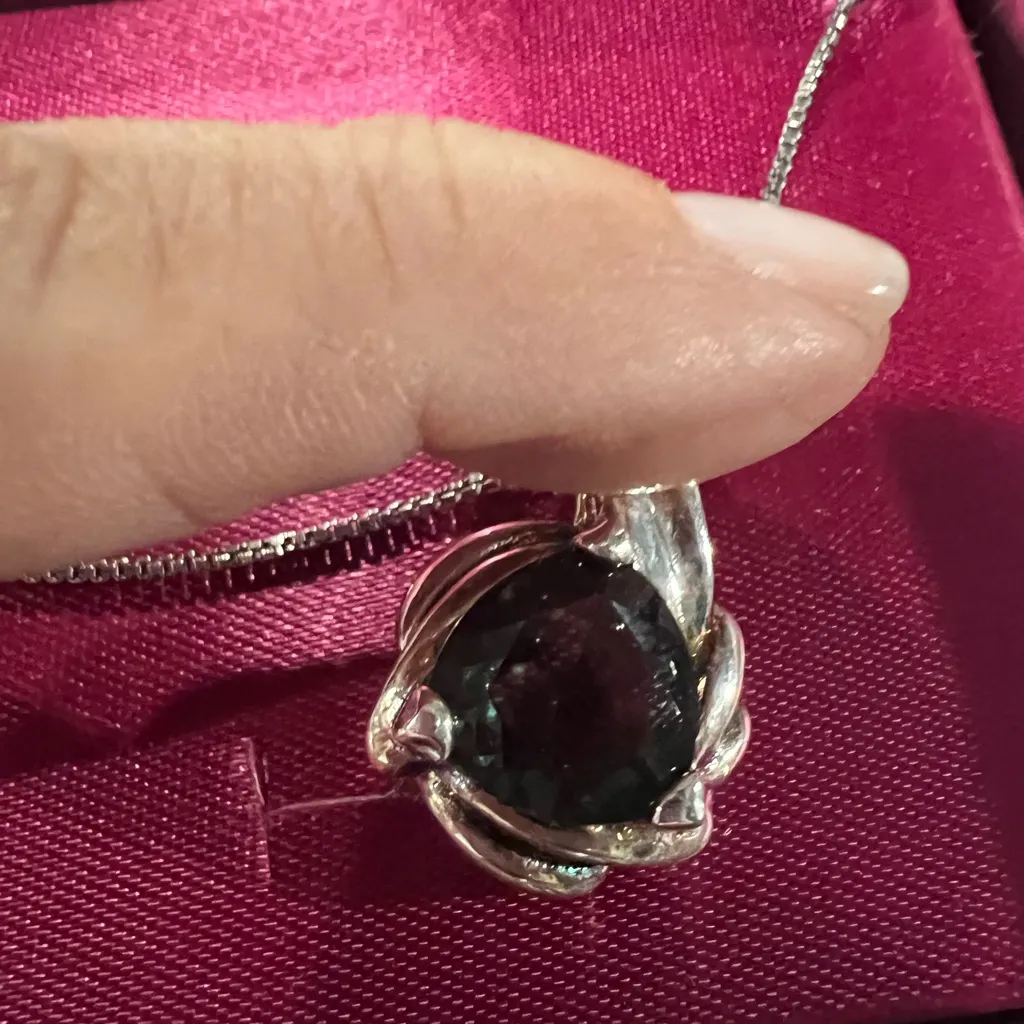 Sterling Silver Black Crested Alexandrite Pendant Necklace Blue - Image 8