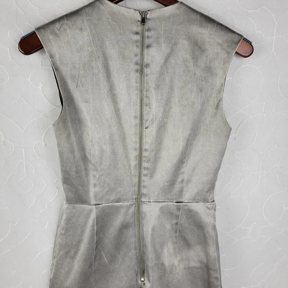MNG Suit Women's Cocktail Dress 4 Silver Gray Sleeveless Round Neck Back Zip - Image 3