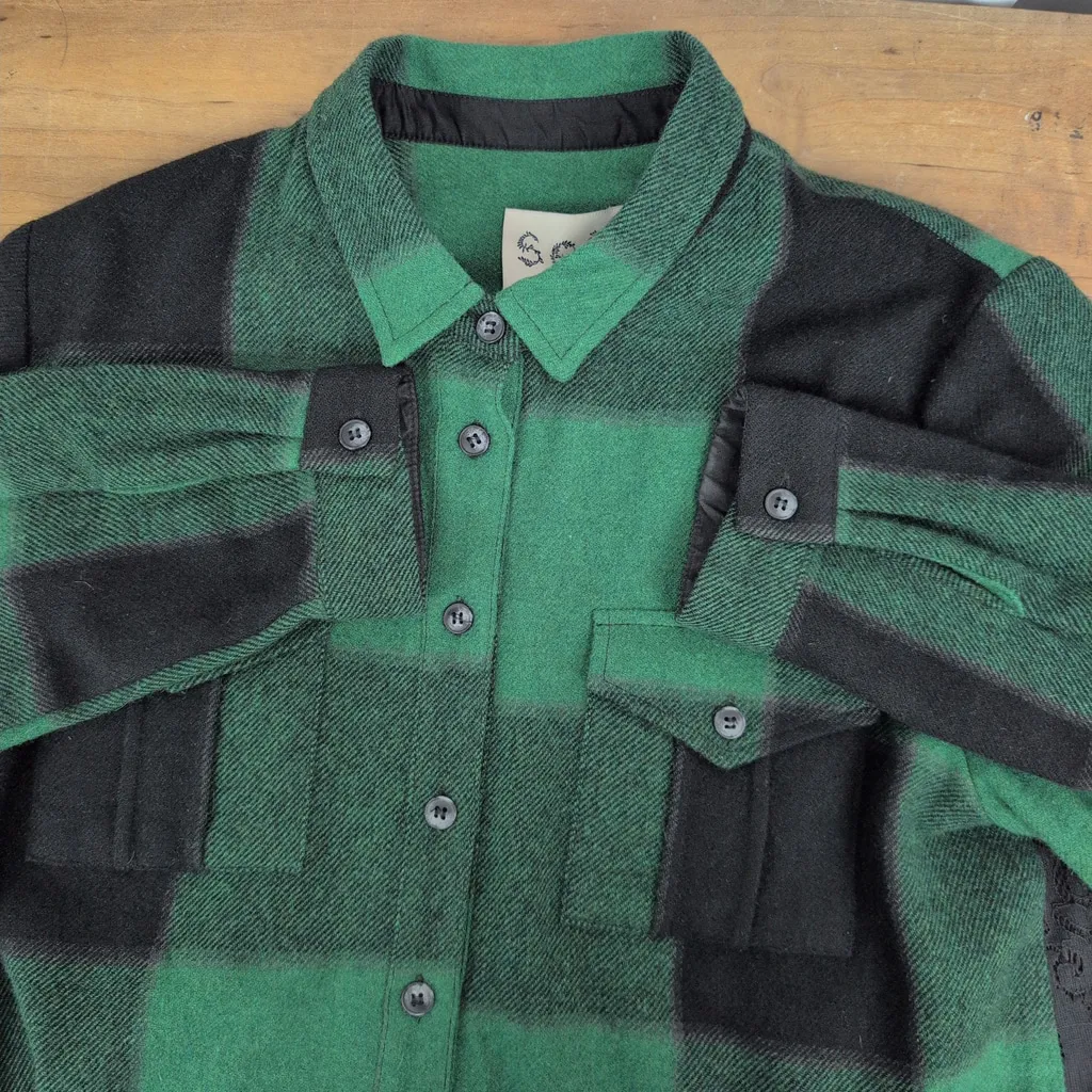 Sea New York Lace Back Wool Button Up Collared Shirt 10 Green - Image 5