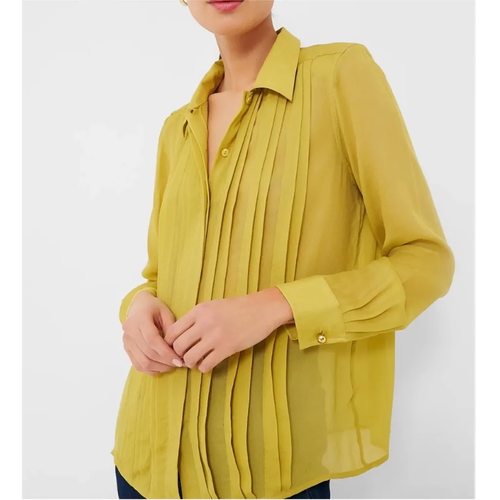 NWT Tuckernuck Chartreuse Natalia Blouse medium - Image 2