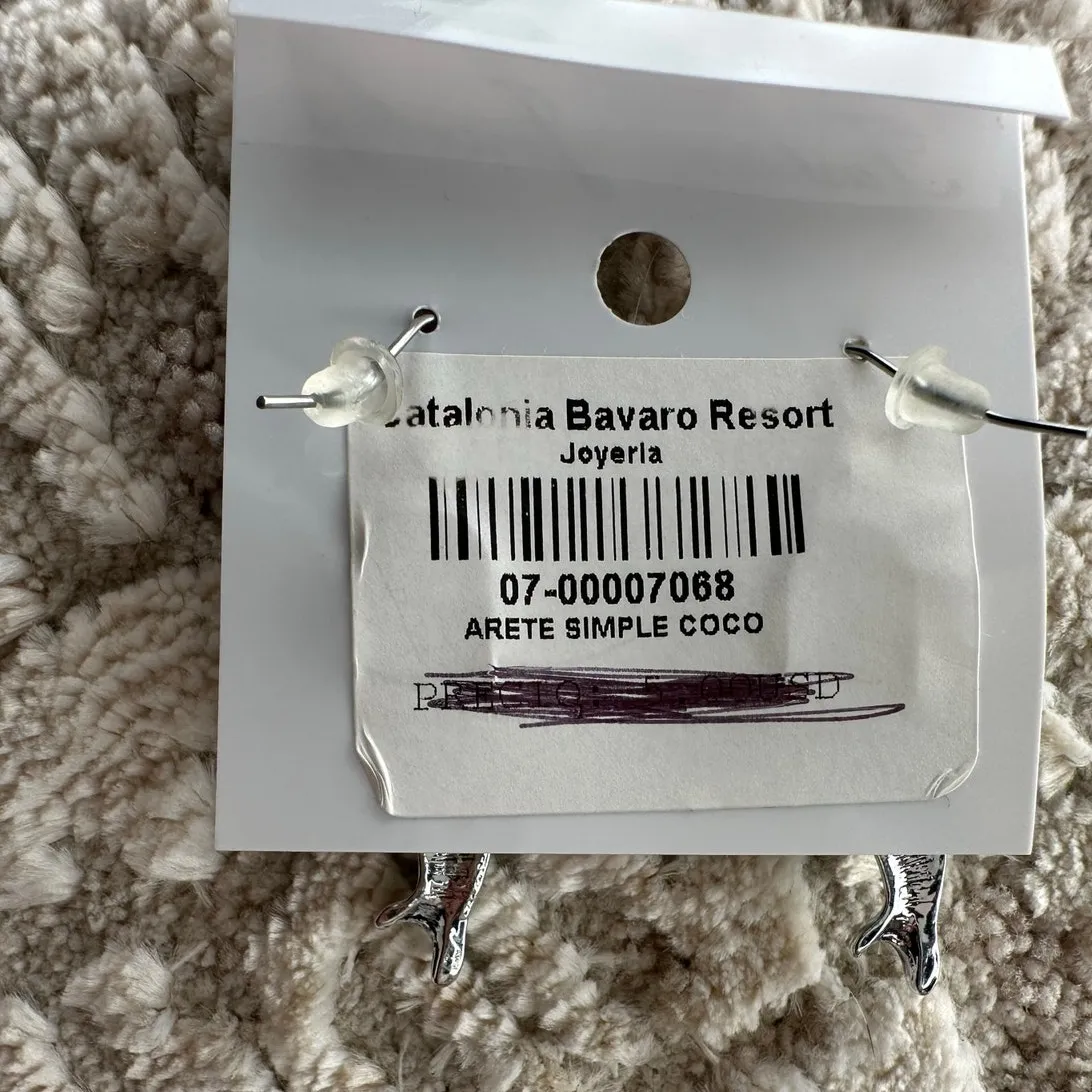 Faux Turquoise Silver Dolphin Earrings - Image 2