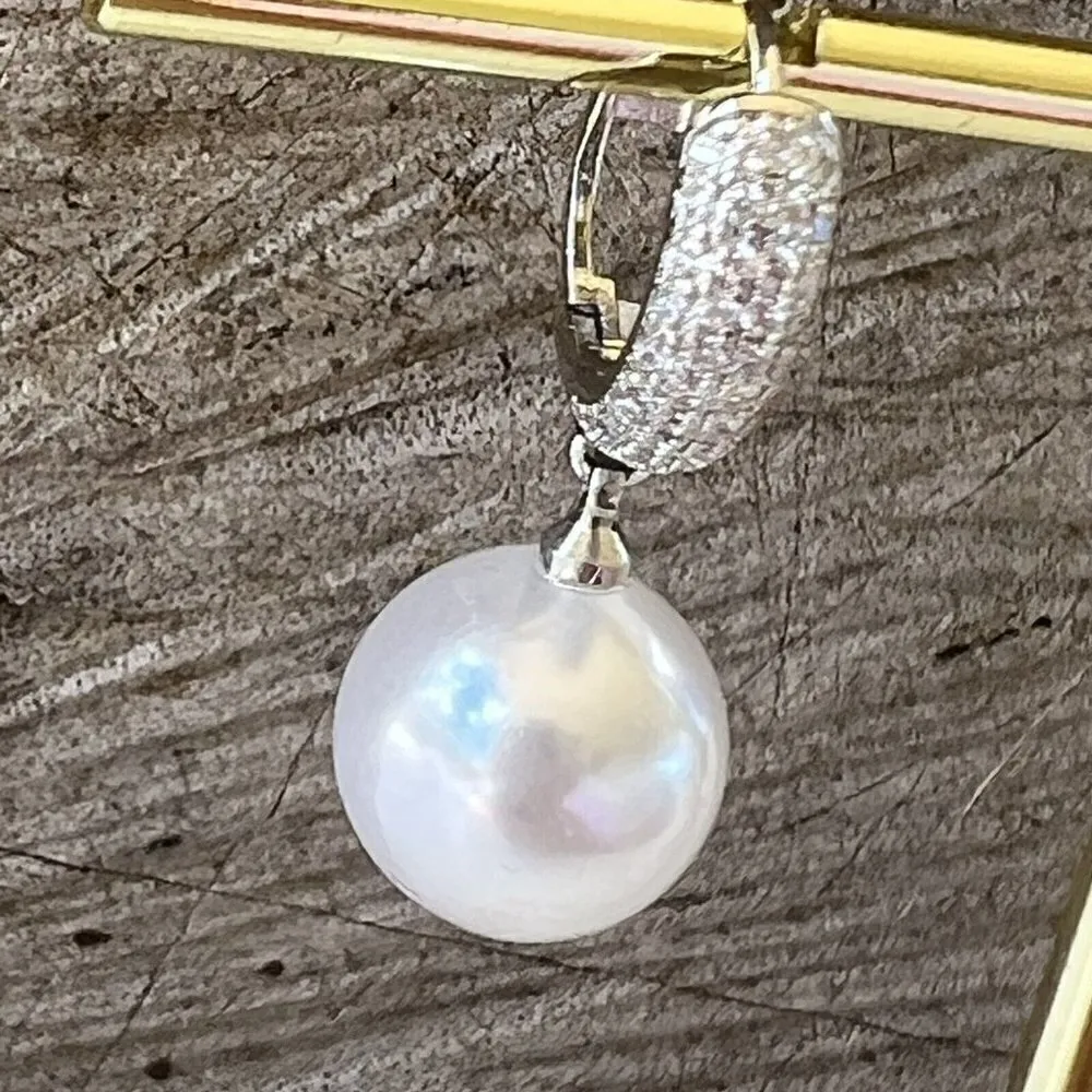 925 Silver freshwater Pearl dangle Earrings Zircon Elegant womens Jewelry - Image 8