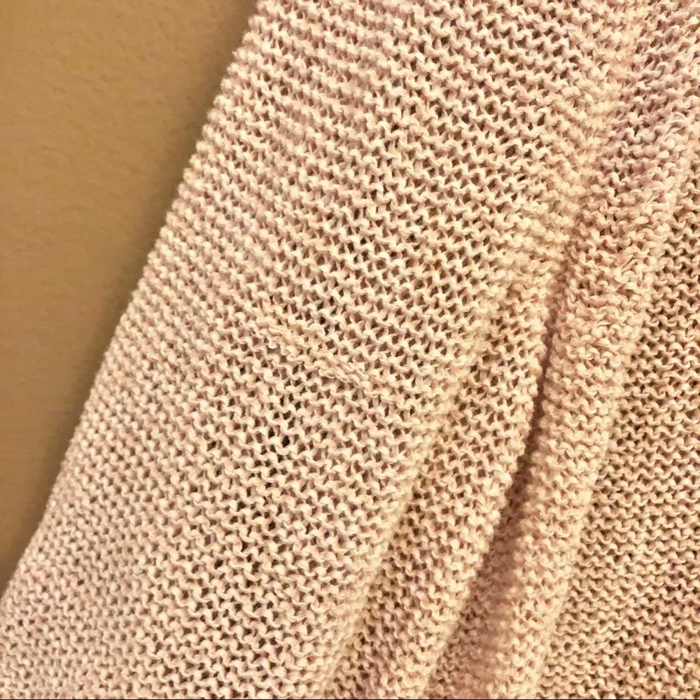 J Jill Pure Jill Mock neck Open Weave Lightweight 3/4 Sleeve Sweater Pink Size M - Image 3