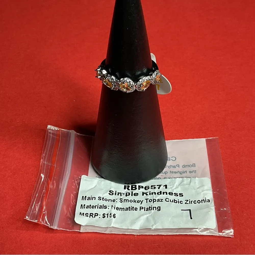Bomb Party RBP6571 “Simple Kindness” Cubic Zirconia on Hematite Size 7 Ring NWT Silver - Image 4