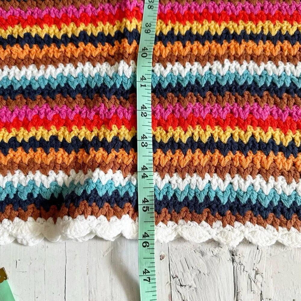 Marine Layer Viv Crochet Multi Stripe Casual Beach Midi Dress Boho Medium - Image 10