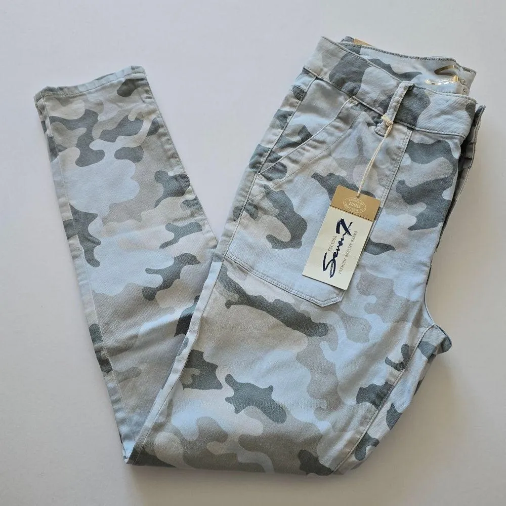Seven7 Blue Camo Soft Vintage Utility Skinny Twill Ankle Pants Size 8 - Image 3