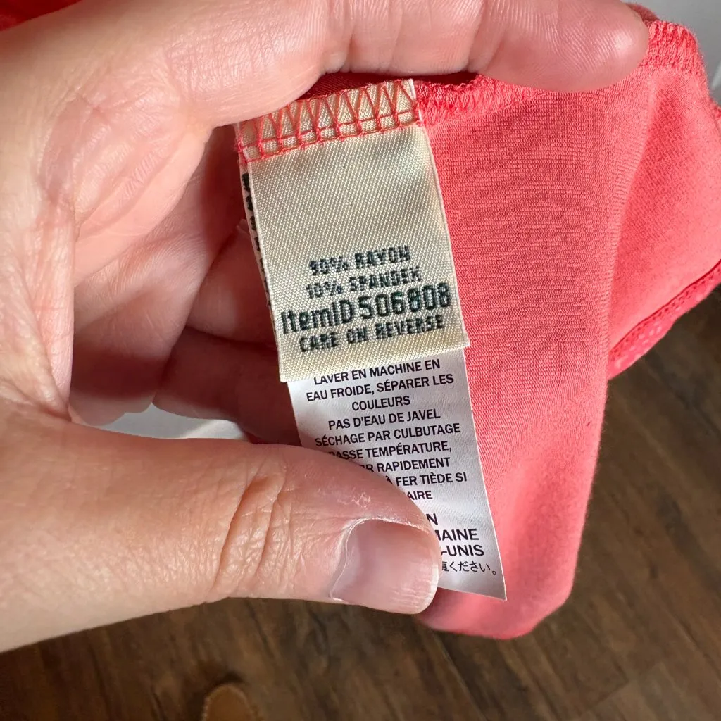 L.L. Bean coral salmon patterned Summer Knit dress Orange Size M - Image 4