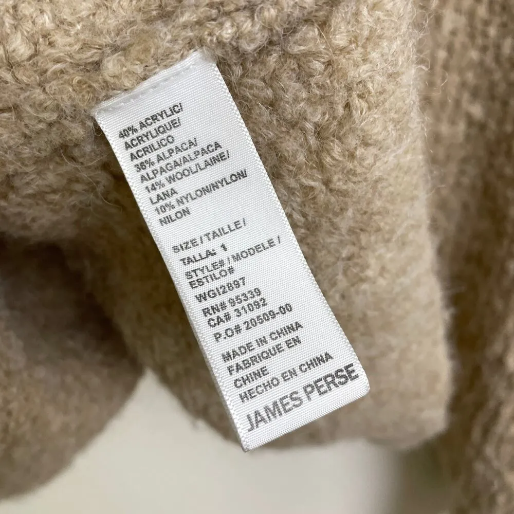 James Perse Boucle Cardigan Sweater Womens Size 1 Brown Knit Open Texture Alpaca - Image 9