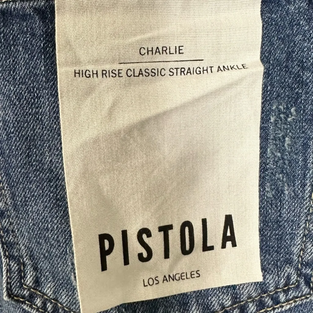 Pistola Charlie High Rise Classic Straight Ankle Aurora Distressed Size 30 NWT - Image 5