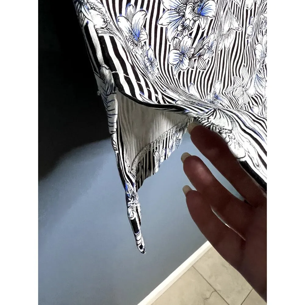 EUC Patchington Striped Hawaiian Floral Skort Coastal Grandma Nautical Size 14 Black - Image 5