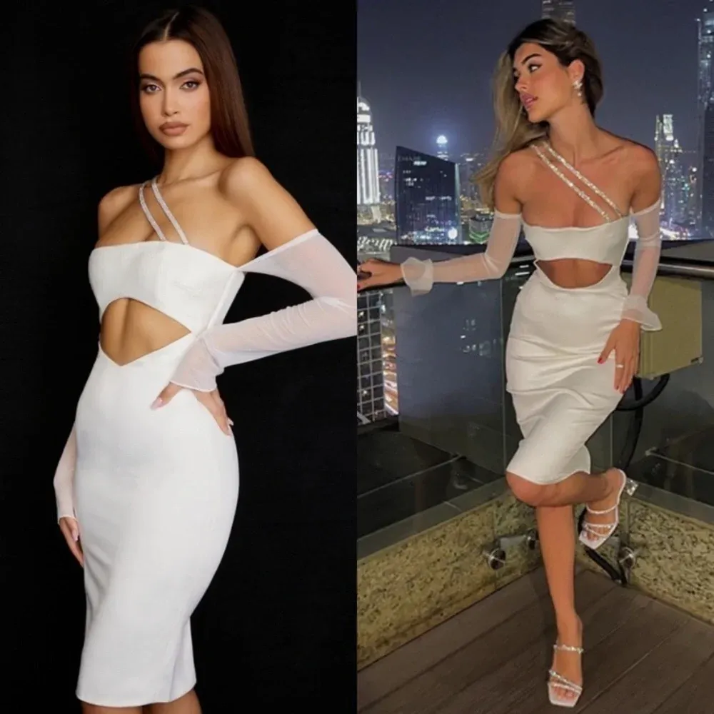 HOUSE OF CB 'Loulou' Ivory Satin Cutout Midi Dress rhinestone NWOT size‎ Large - Image 3