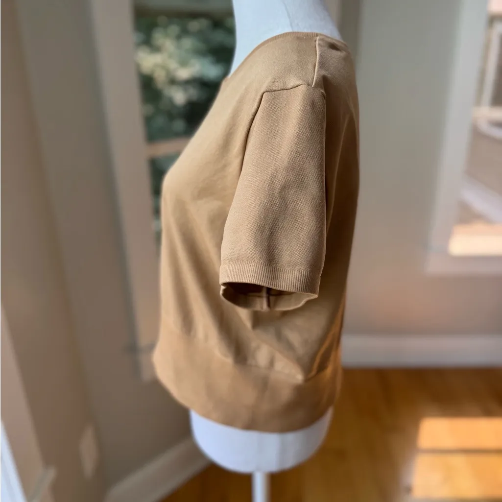 Aerie Offline Seamless Cropped Camel Workout Top Tan Short Sleeve Size XXL - Image 4