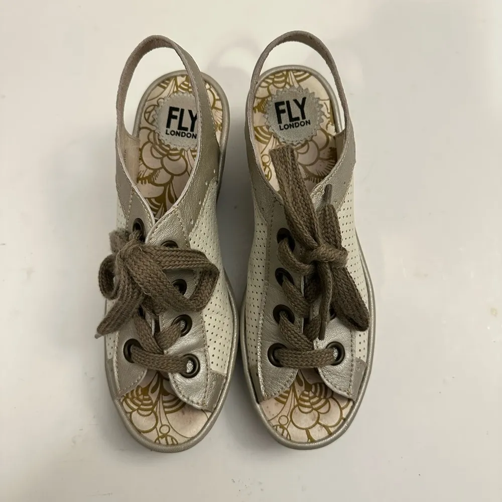 Fly London Yuta Women's Platform Wedge | Open Toe | Lace Up Sandal Size EU 39 - Image 3