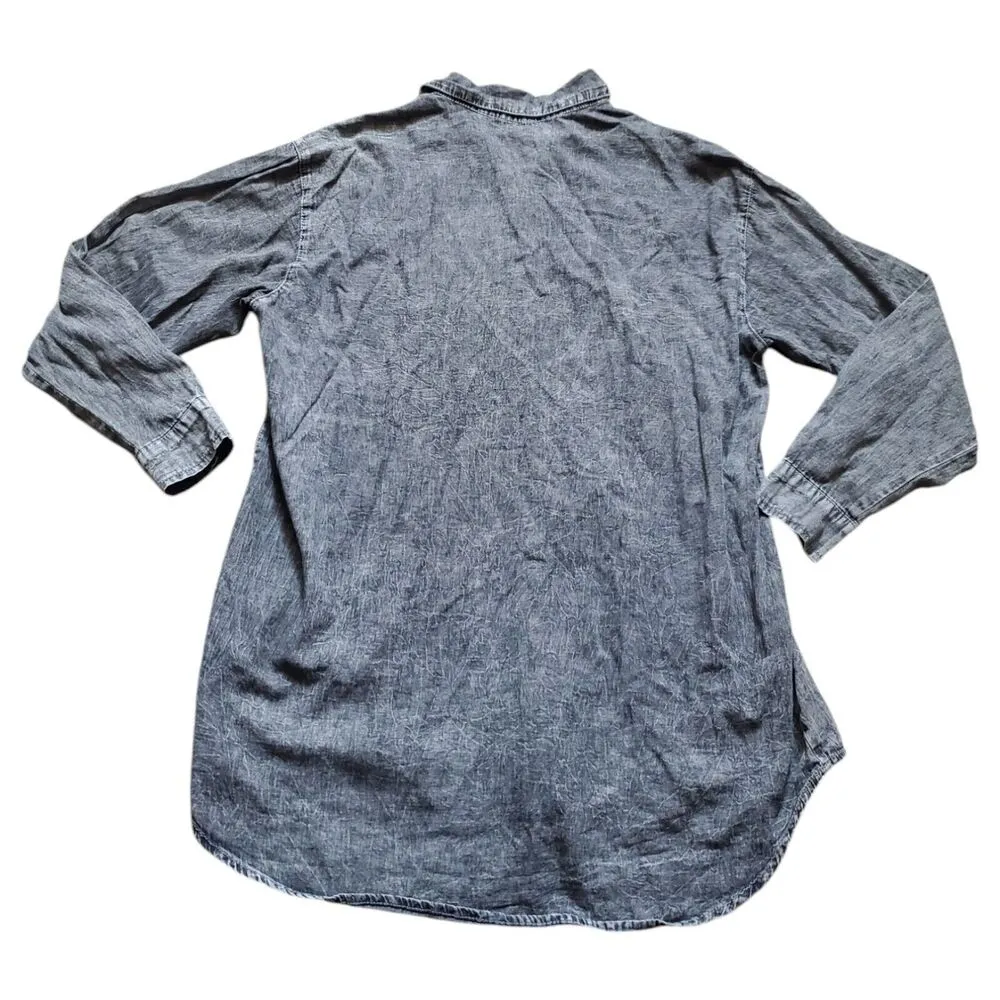 The Rockn Rev Shirt Top Small/Medium Chambray Button Stonewash 80s 90s Y2K Size undefined - Image 2